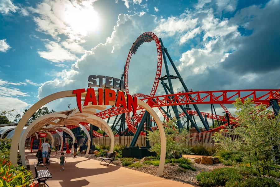 Enjoy a thrilling ride on the rollercoaster, Steel Taipan