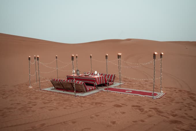Dinner set-up at the desert