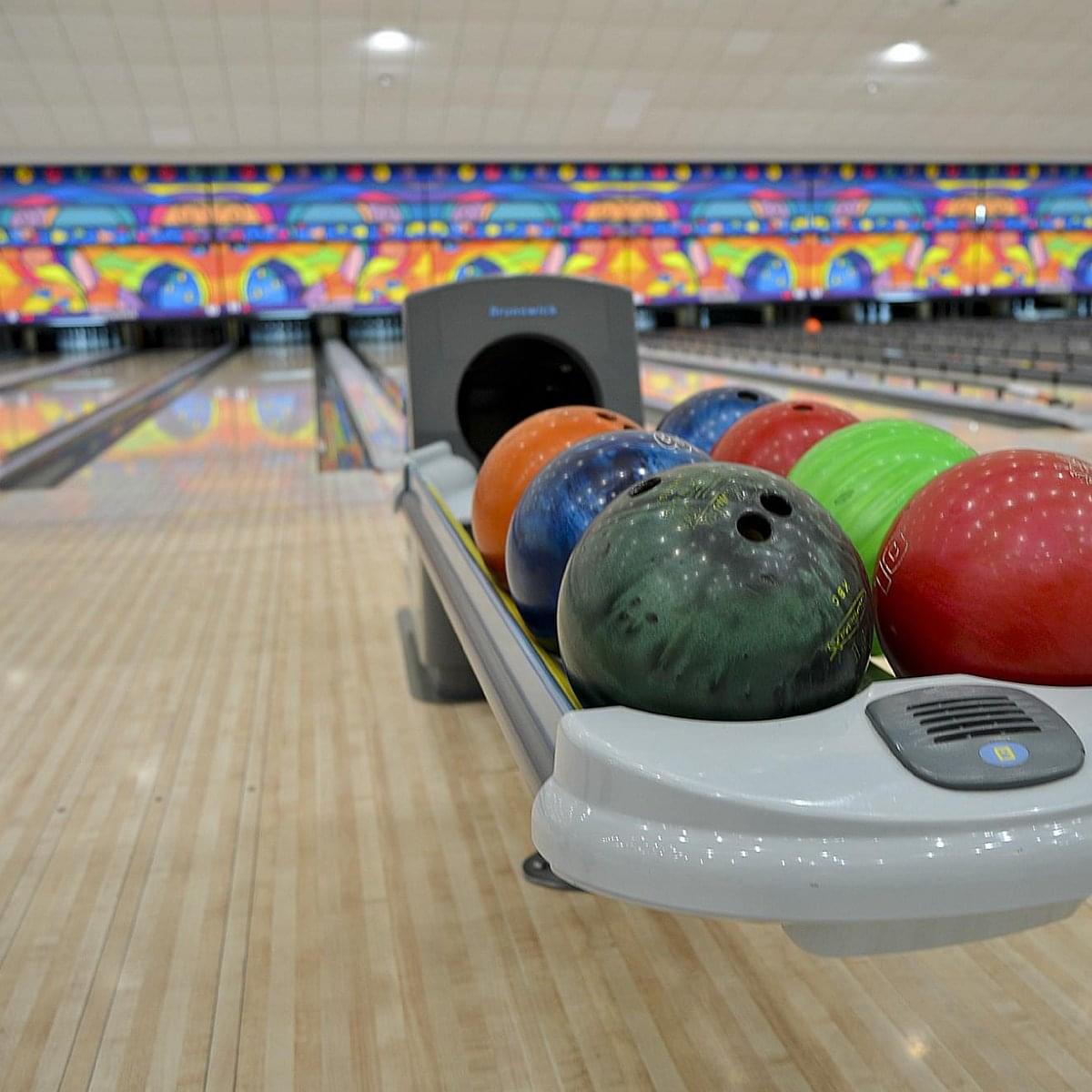 Choose from a variety of bowling balls for the perfect strike