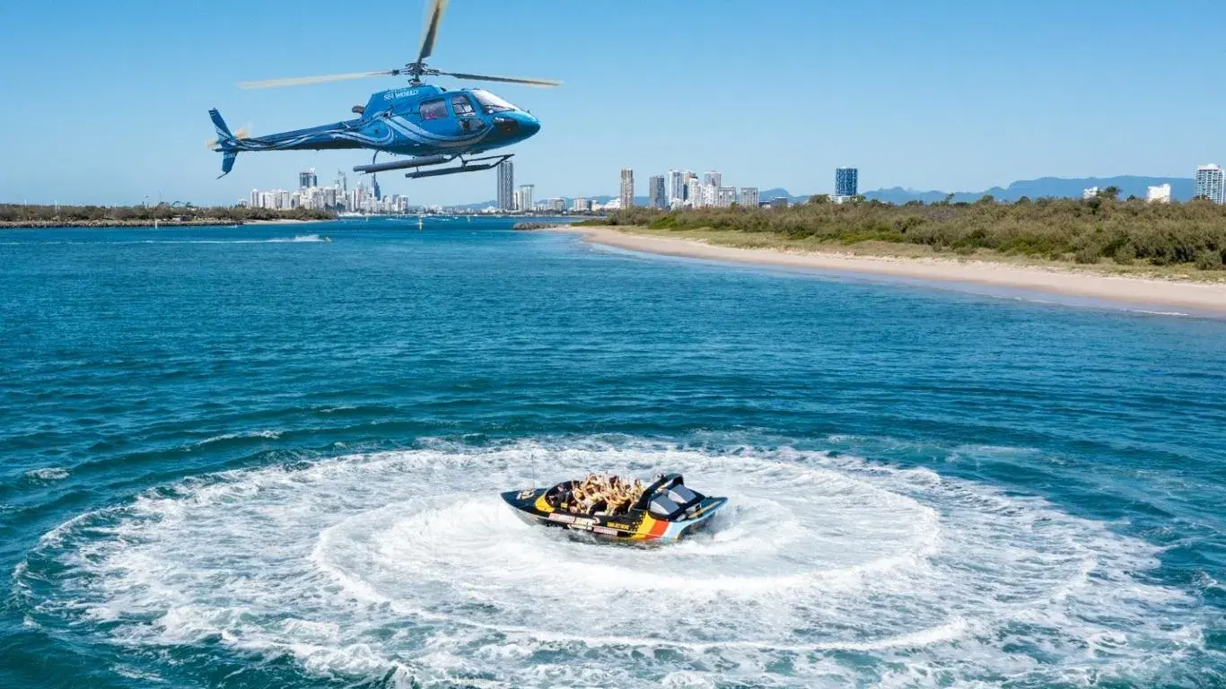 Explore the Gold Coast City across the land and waterways with exciting jet boat & helicopter rides