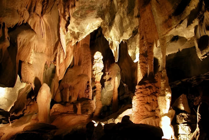Discover amazing rock shapes in secret chambers of the cave