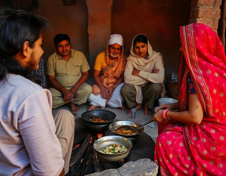 Cooking Classes in Bishnoi Village with Heena Painting Session Image