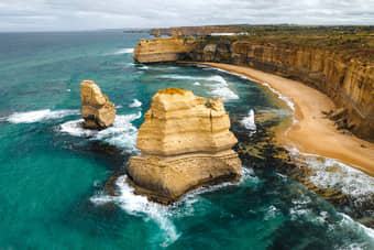 Twelve Apostles, a coastal rock formation shaped by erosion