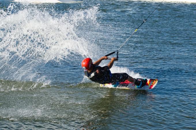 Cable-skiing at Singapore Wake Park