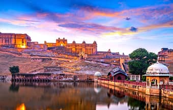 Marvel at the beauty of Amer Fort during the sunset