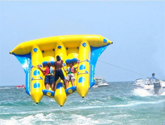 Waverunner jolts the raft up into thin air
