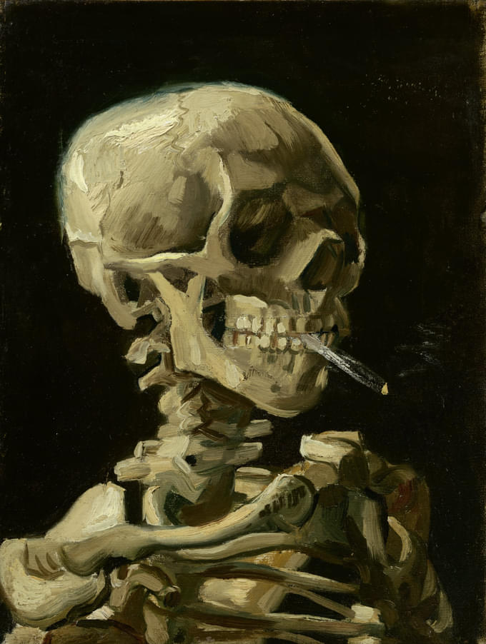 Head of a Skeleton With a Burning Cigarette Painting At Van Gogh Museum