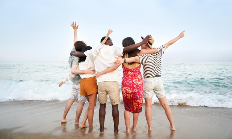 Group enjoying at the beach in Thailand