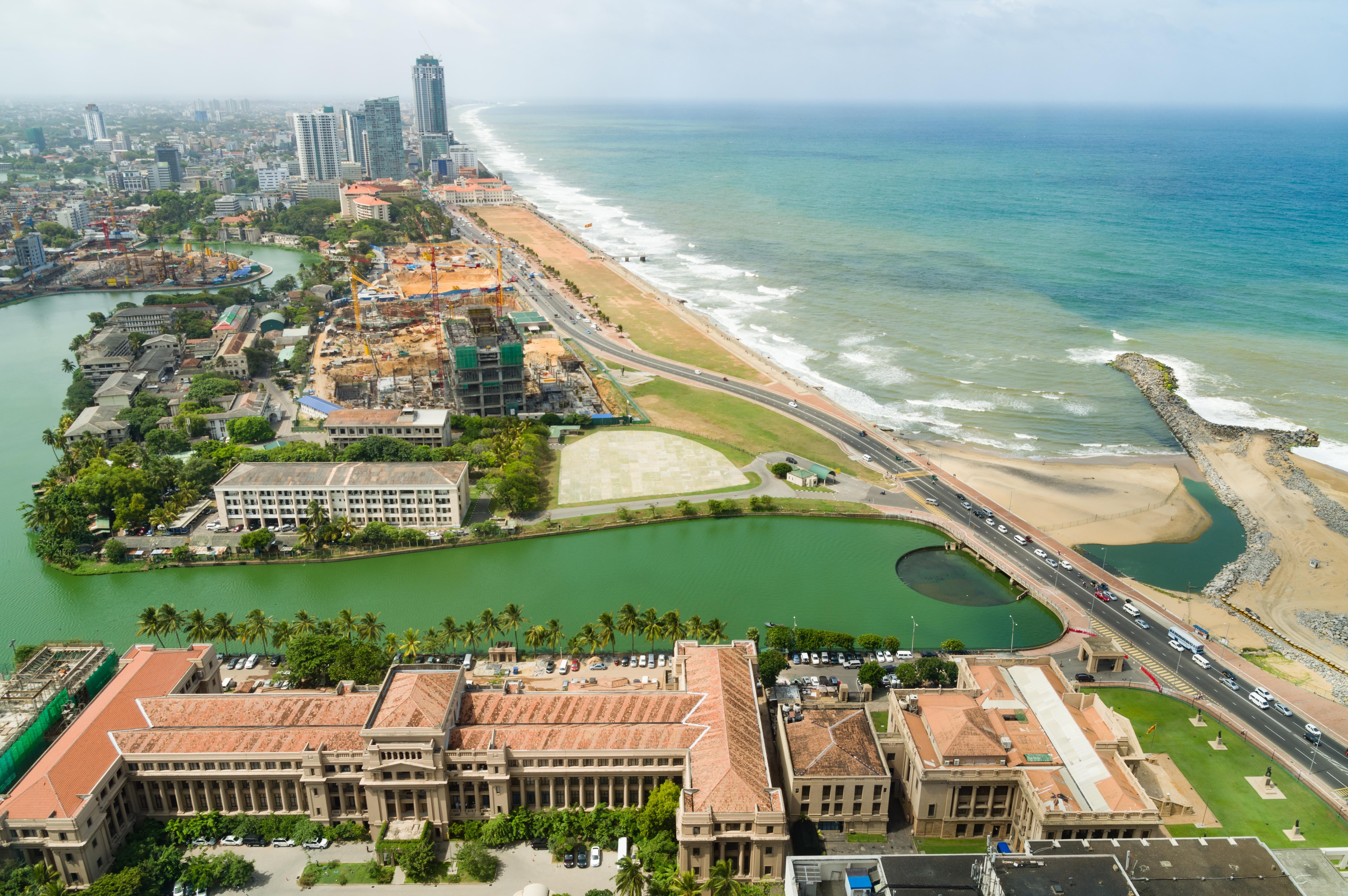 Aerial view of Galle Face Green