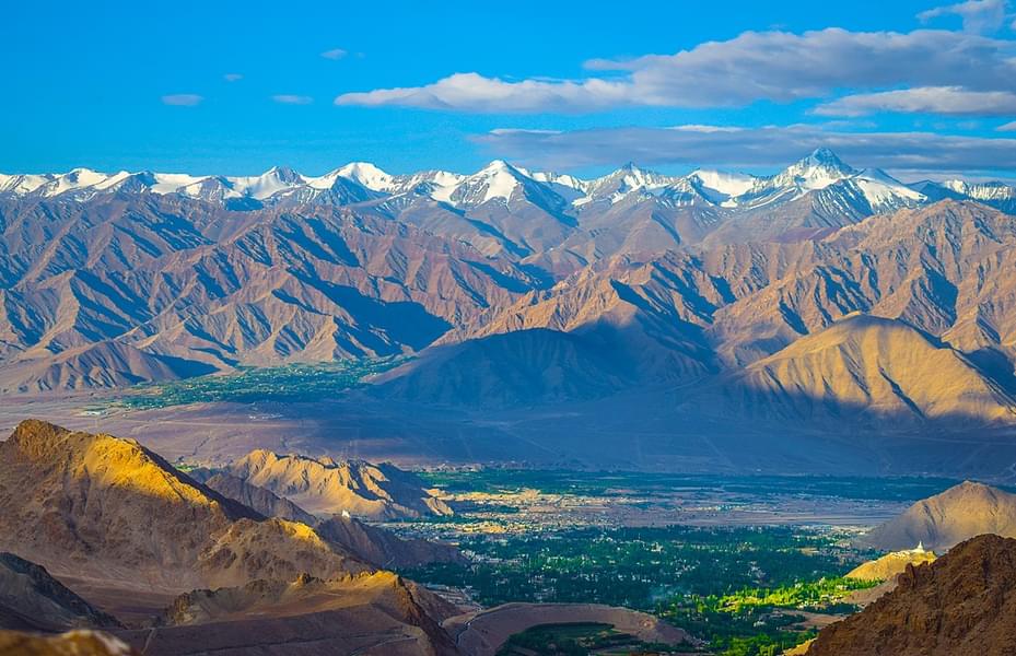 Immerse yourself in the pristine beauty of Leh Ladakh's snow-capped peaks, a journey that will leave you with unforgettable memories