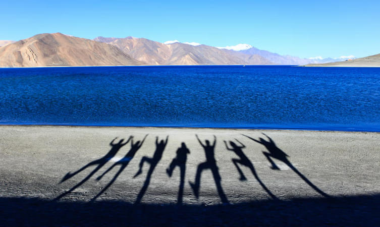 People enjoying near Pangong Tso