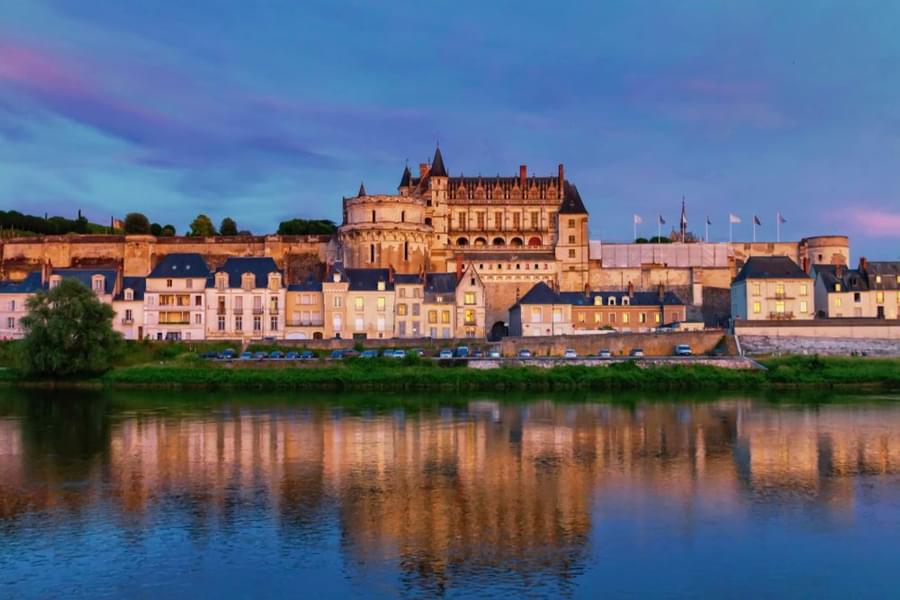 Famous Amboise Castle over Loire river