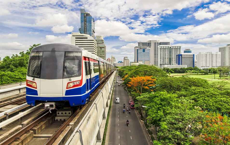 Enjoy exploring the city with the comfortable transportation of BTS trains, Bangkok