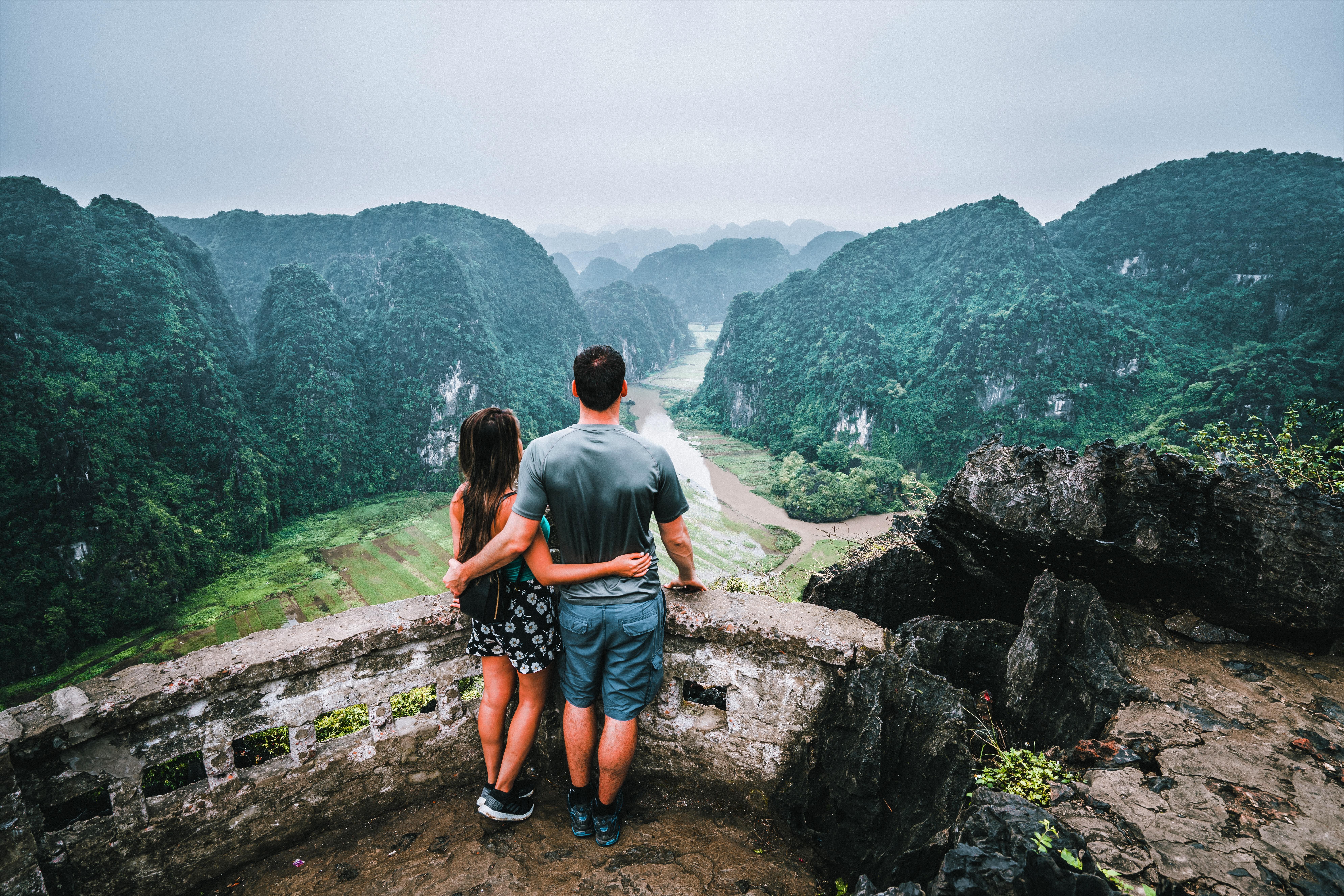 Couple enjoying a panoramic view in Ninh Binh