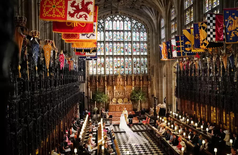 Classic St. George's Chapel, a significant religious place for royal weddings