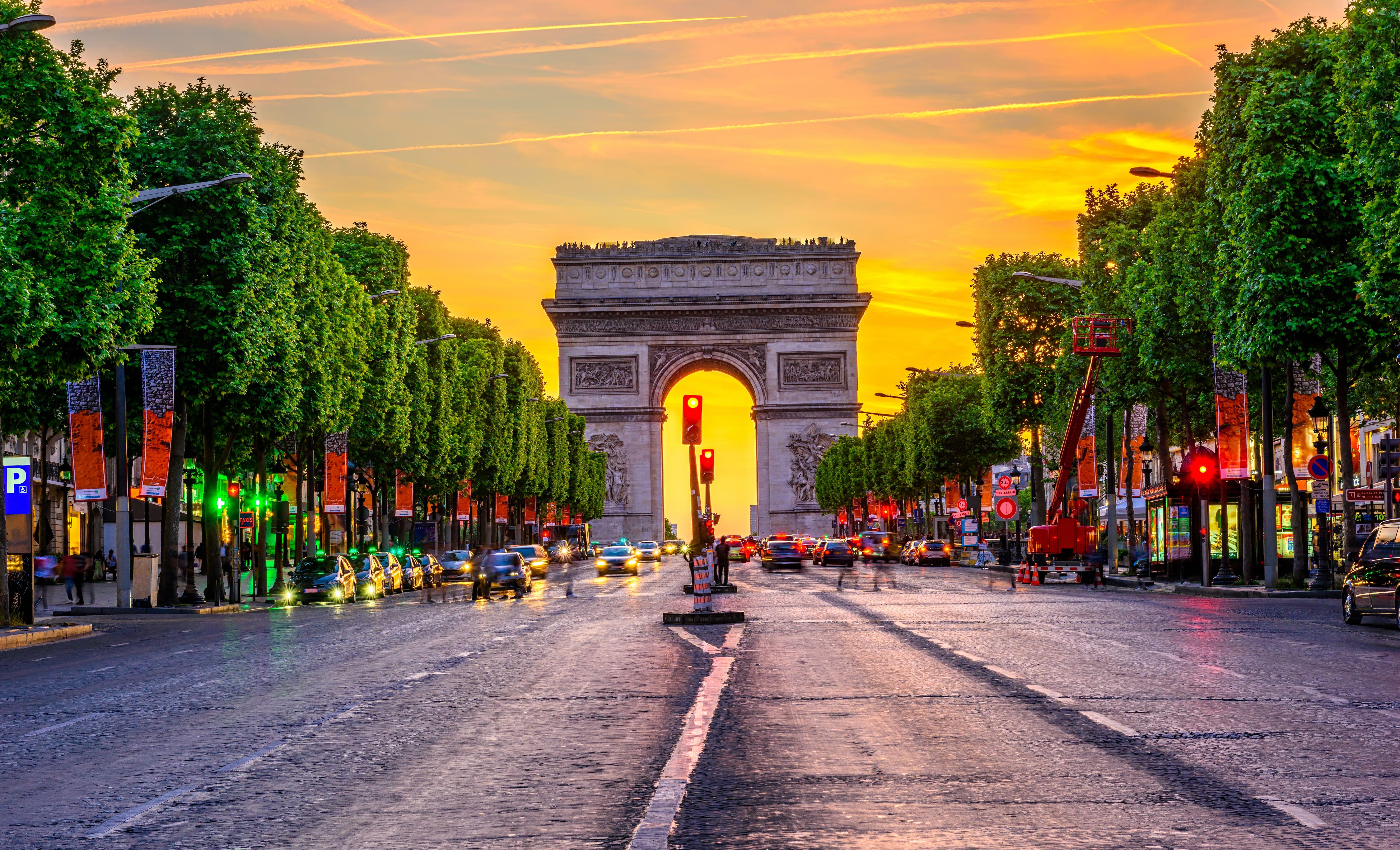 Paris Arc de Triomphe at Sunset