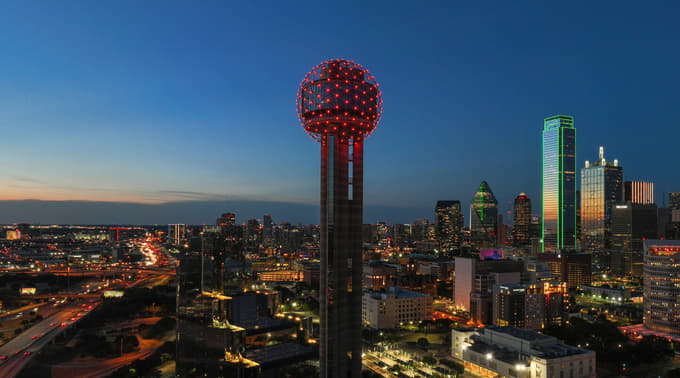Visit Reunion Tower’s GeO-Deck and admire breathtaking views of the Dallas skyline