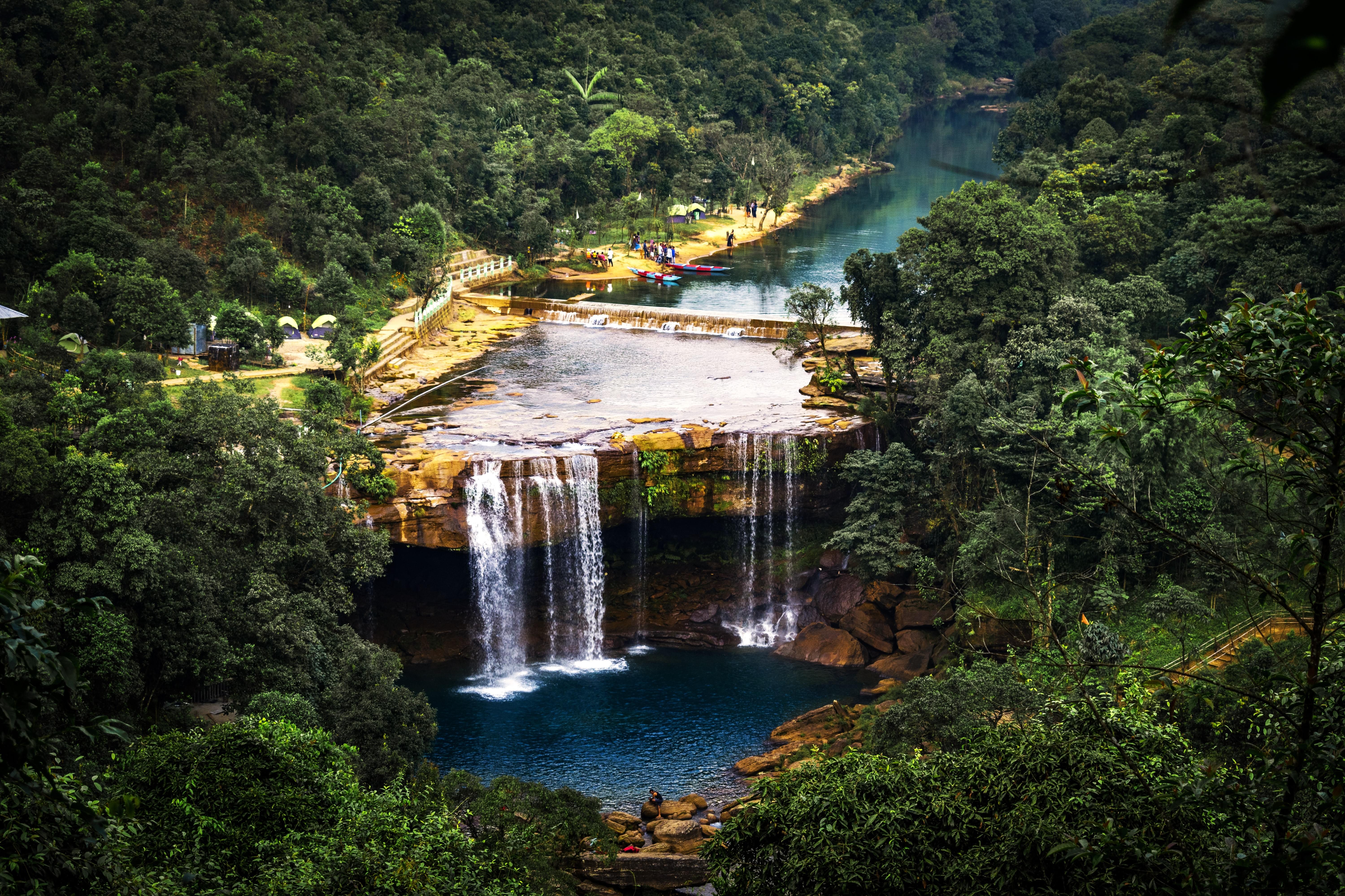 The cascading Krang Shuri Waterfalls
