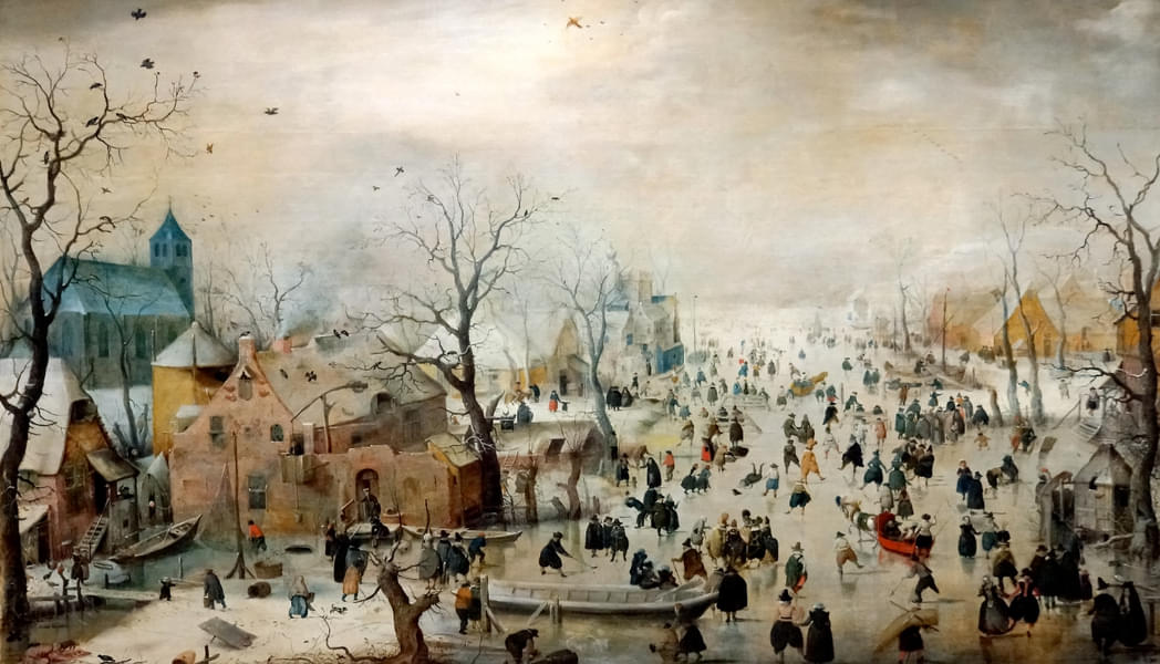 Rijksmuseum Painting of Winter Landscape With Ice Skaters