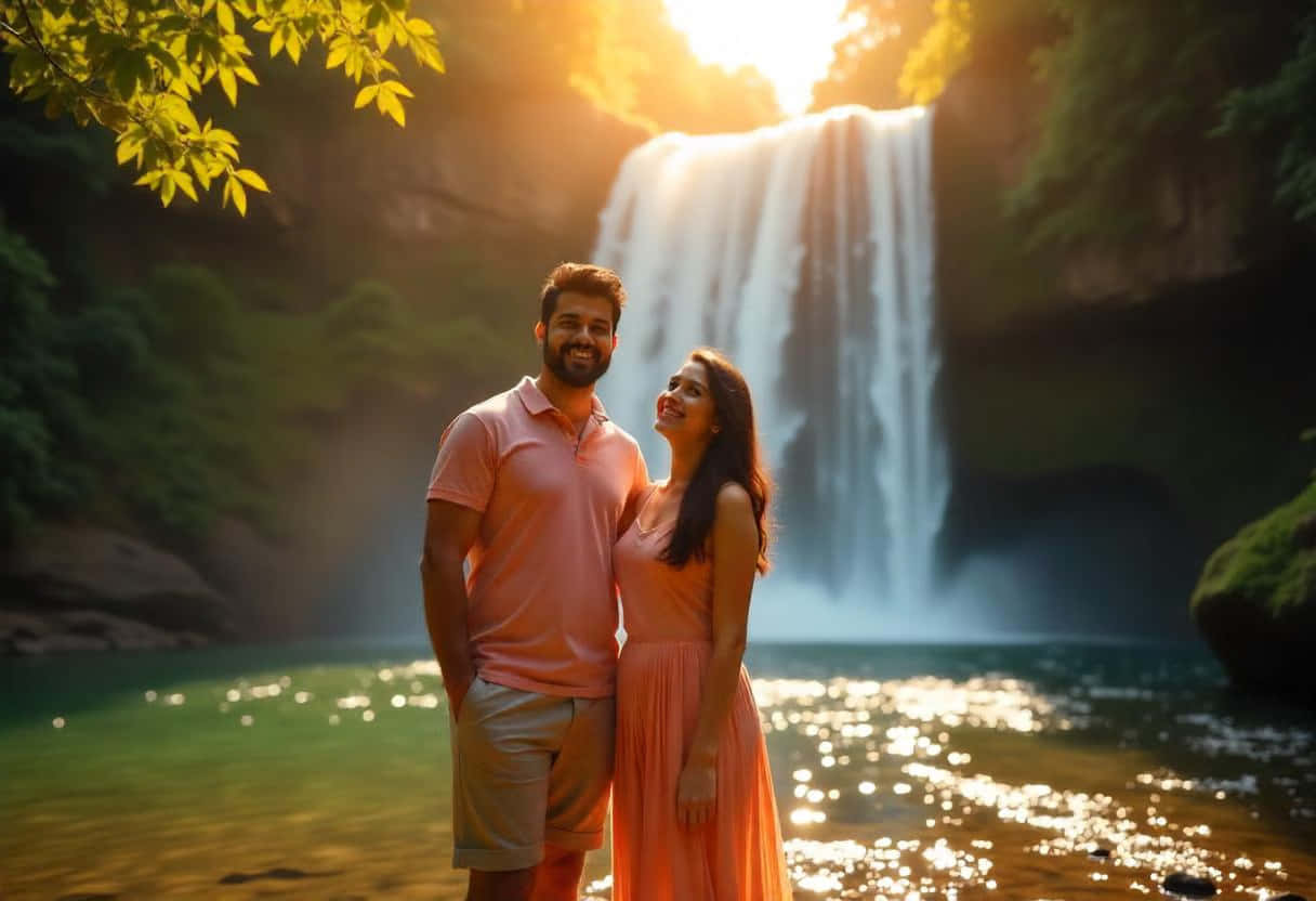 Couple Photoshoot at Athirapally Waterfalls, Kerala