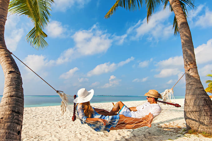 Couple at Maafushi Island beach