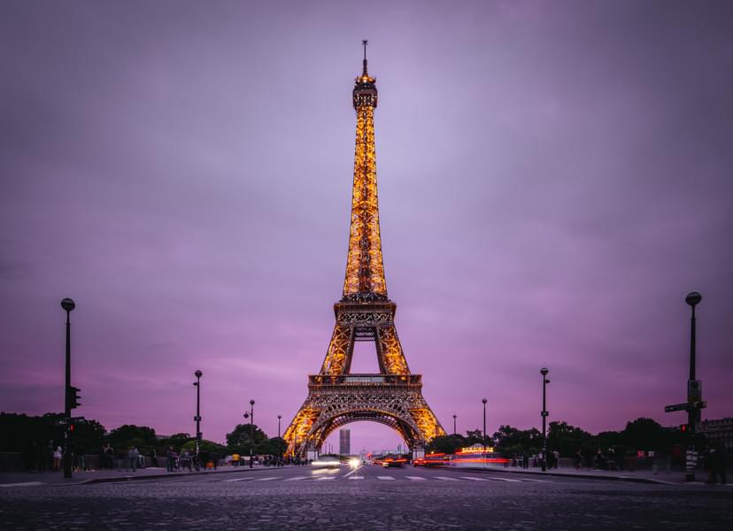 Eiffel Tower Illuminating at Night