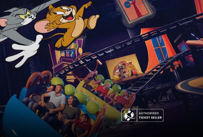 Ride the cartoon themed roller coaster