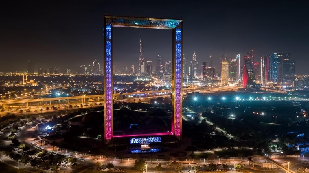 Marvel at the magnificent nighttime aerial view of the frame