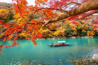 Boat Ride in Arashiyama Lake, Japan