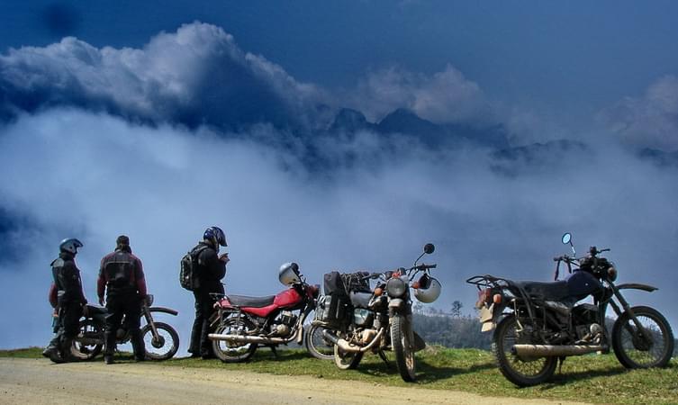 Bikers Taking a Picture while Going to North Sikkim 