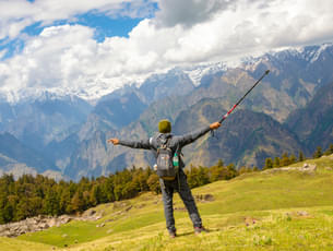 Trekker at Gorson Bugyal in Auli