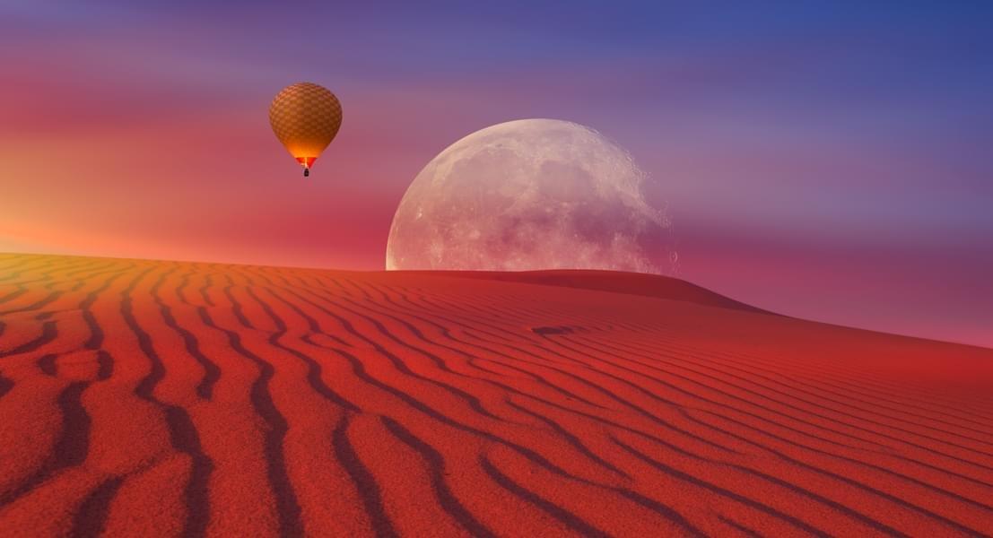 Hot Air Balloon Floating in the Moonlight