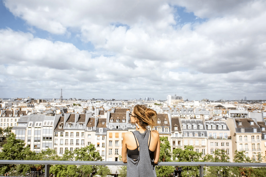 Watch the scenic view of the Paris skyline from the rooftop