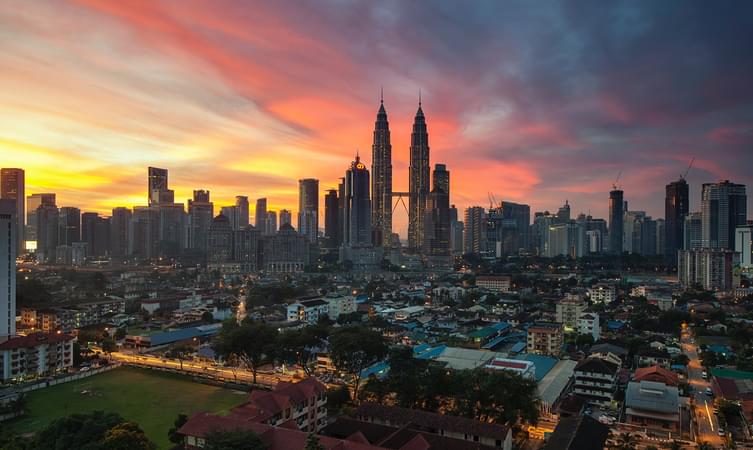 Aerial view of Malaysia during sunset