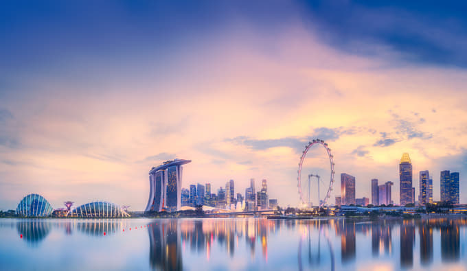 Panaromic View of Singapore City Skyline 