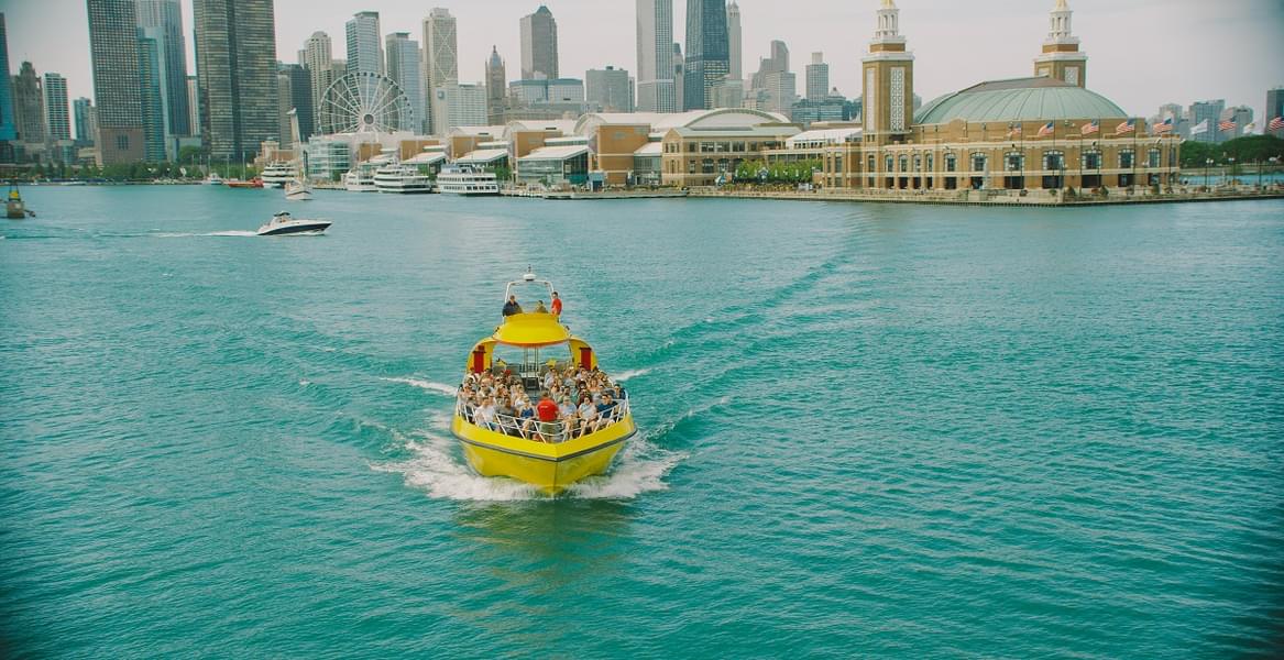 Enjoy the 75-minute cruise ride across Lake Michigan and the Chicago River
