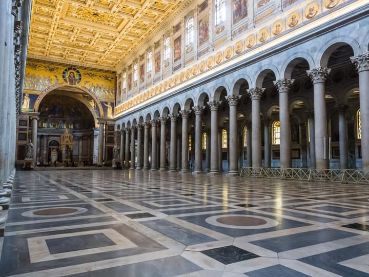 The Nave of the Basilica of St. Paul Outside the Wall (Basilica Papale San Paolo fuori le Mura)