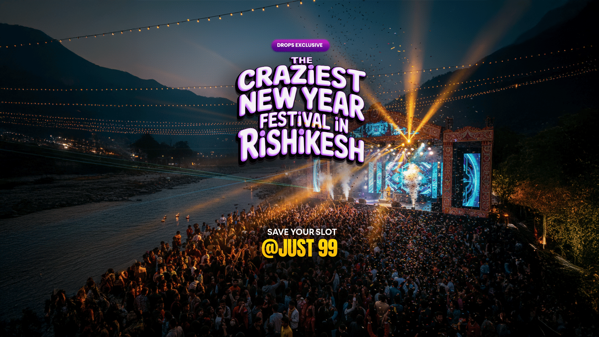 New Year Festival at Mountain Whispers | Riverside Party & Rafting Thrill in Rishikesh