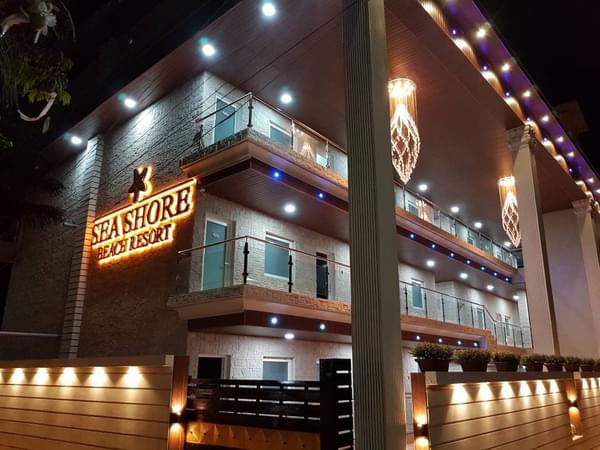 Sea Shore Beach Resort at night