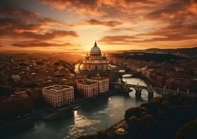 Marvel at the stunning aerial view of Rome city