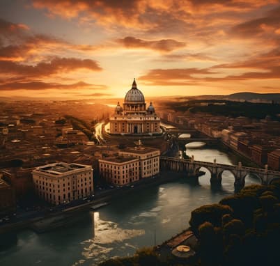 Marvel at the stunning aerial view of Rome city