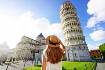 Tourist enjoying at Piazza Dei Miracoli, Pisa