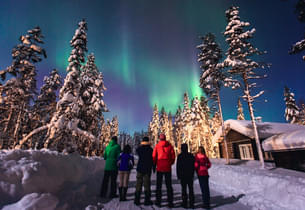 Tourists admiring Northern Lights