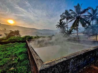 Soak in the warm, mineral-rich waters of Unhavare Hot Springs with its steam rising from the natural pools