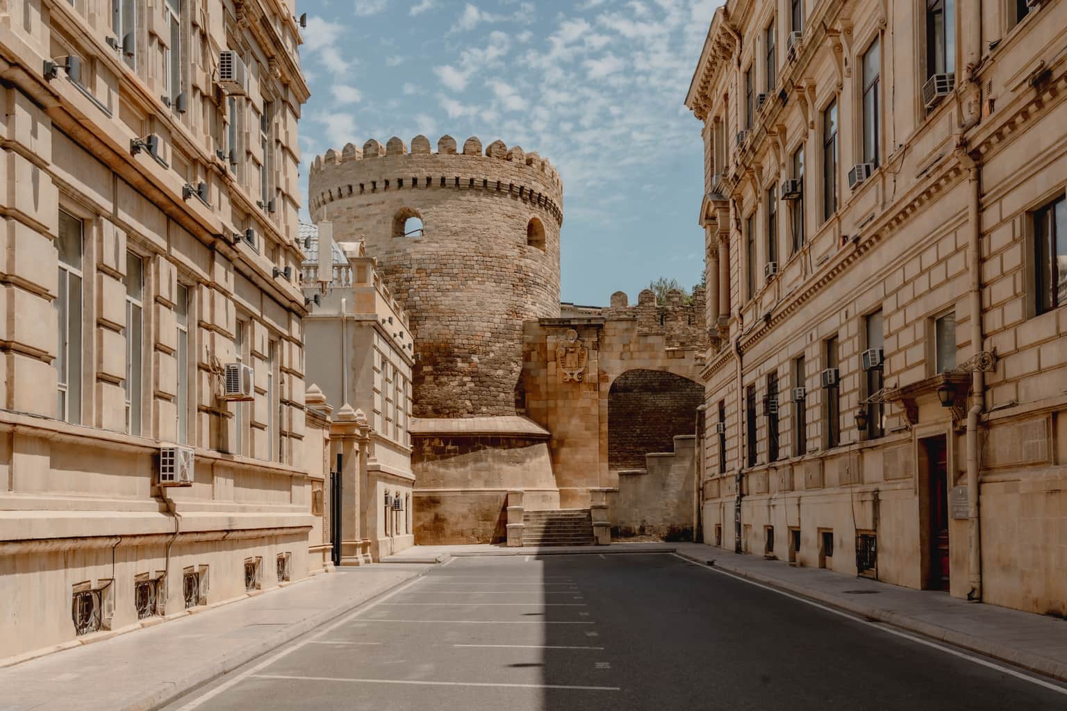 Historic stone tower in Baku's Old City, a notable attraction