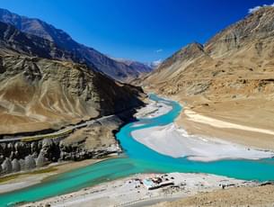 The Confluence – Indus & Zanskar - At times, at the Sangam, the Indus River can be seen as shiny blue