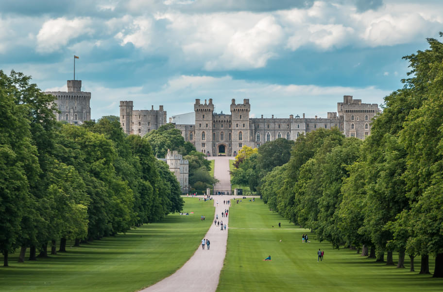 Exploring the tranquil gardens surrounding Windsor Castle.