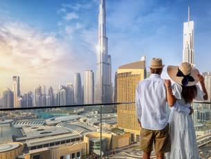 Couple admiring Dubai's skyline