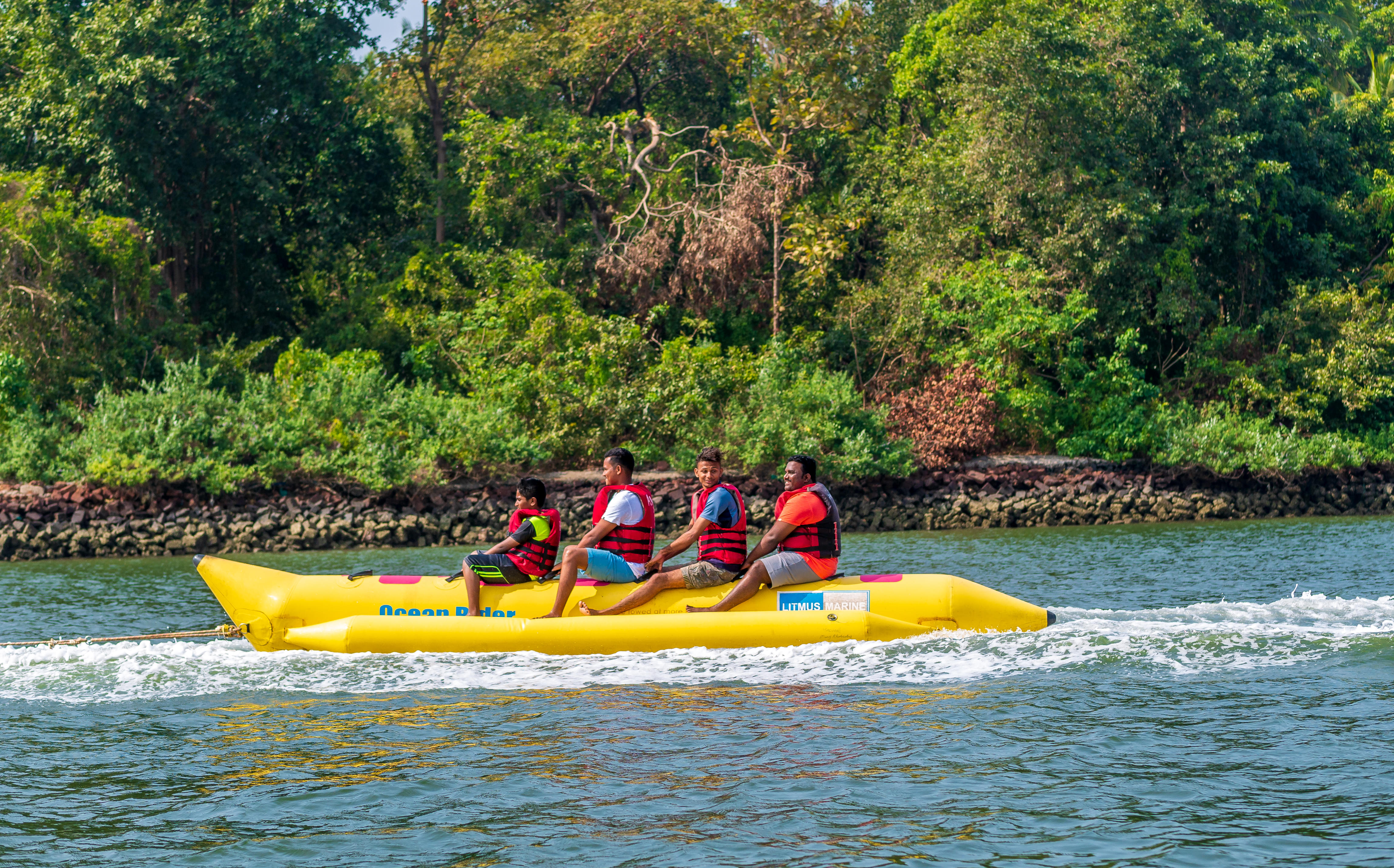 Hold on tight and brace yourself for a wild and bumpy ride on the inflatable banana