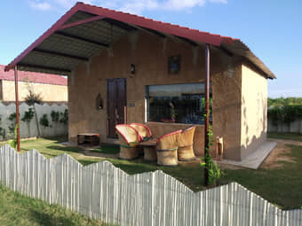 Marvel at the stunning architecture of the house in Yaduvanshi Farm